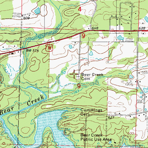 Topographic Map of Bear Creek Cemetery, AR