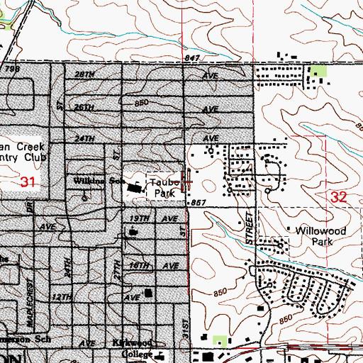 Topographic Map of Tauher Park, IA