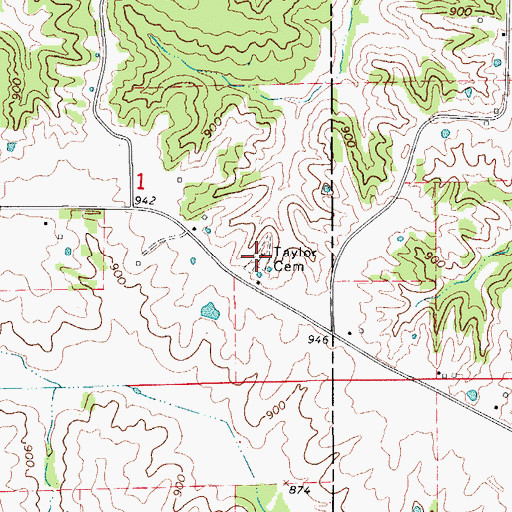 Topographic Map of Taylor Cemetery, IA