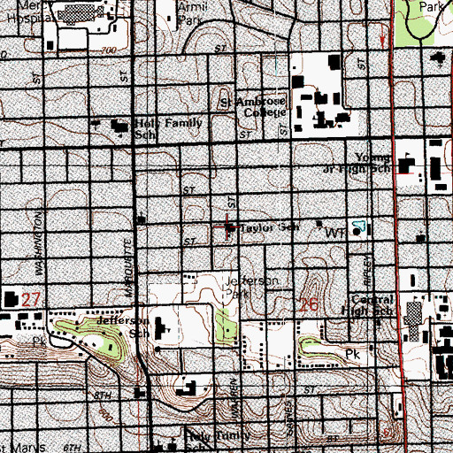 Topographic Map of Taylor School, IA