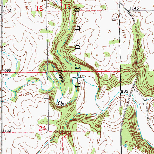 Topographic Map of Teeple Creek, IA