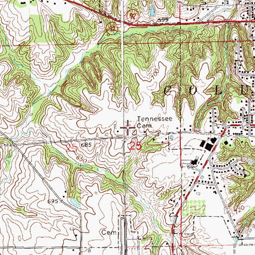 Topographic Map of Tennessee Cemetery, IA