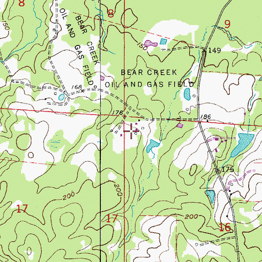 Topographic Map of Bear Creek Oil and Gas Field, AR