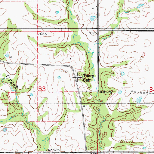 Topographic Map of Tharp Cemetery, IA