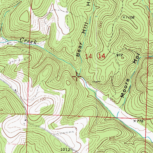 Topographic Map of Bear Hill Hollow, AR