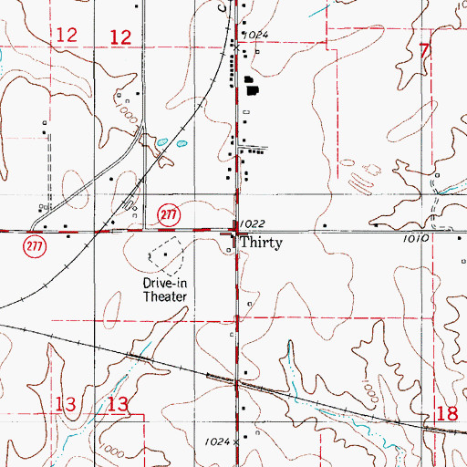 Topographic Map of Thirty, IA