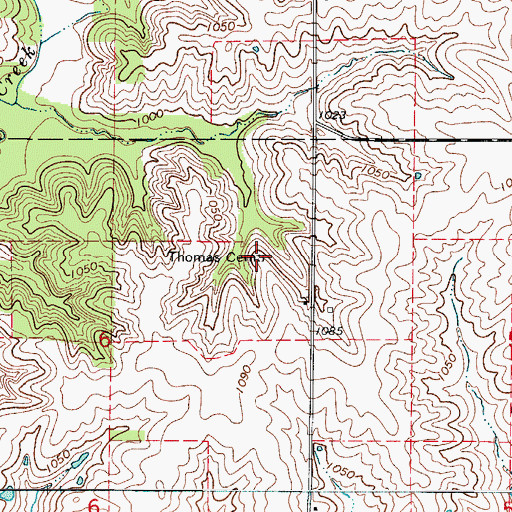 Topographic Map of Thomas Cemetery, IA