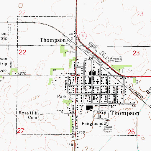 Topographic Map of Thompson, IA