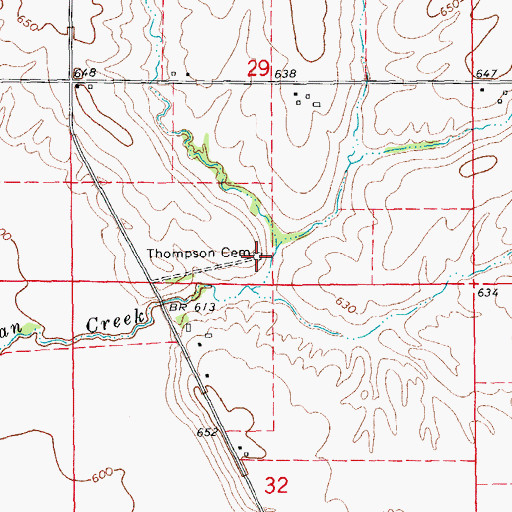 Topographic Map of Thompson Cemetery, IA