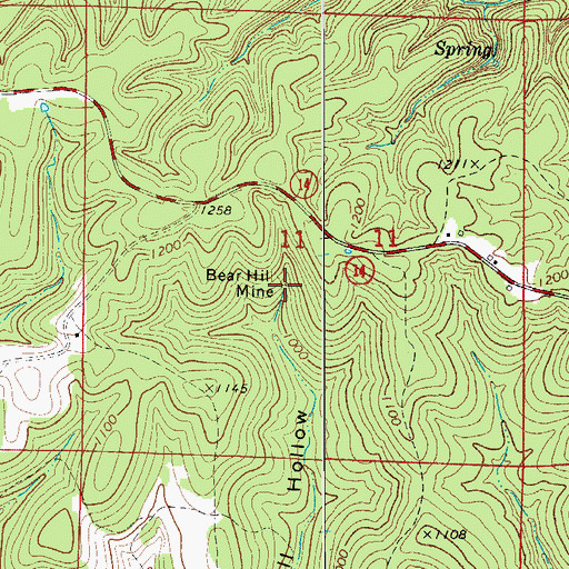 Topographic Map of Bear Hill Mine, AR