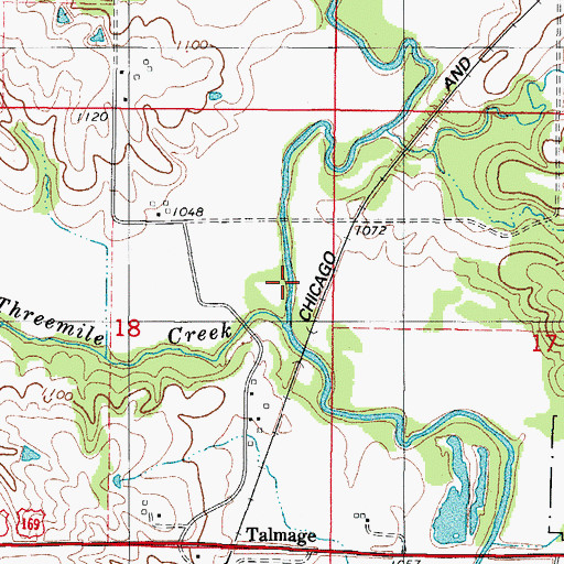 Topographic Map of Threemile Creek, IA