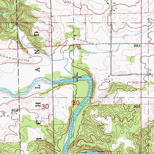 Topographic Map of Tibbetts Creek, IA