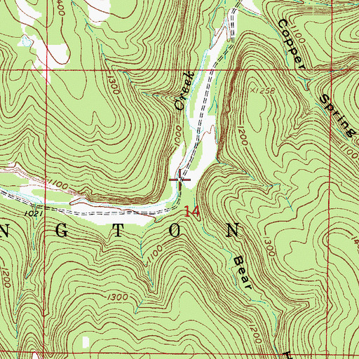 Topographic Map of Bear Hollow, AR