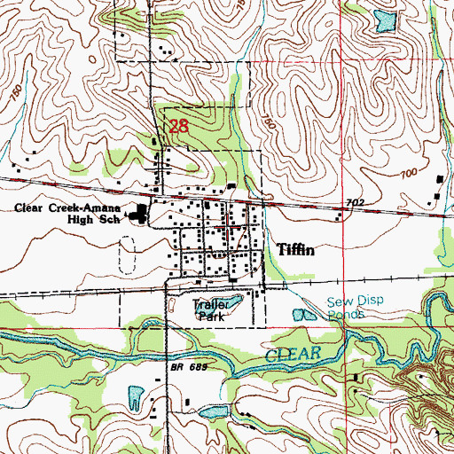Topographic Map of Tiffin, IA