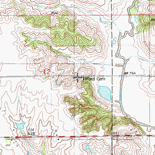 Topographic Map of Tilford Cemetery, IA