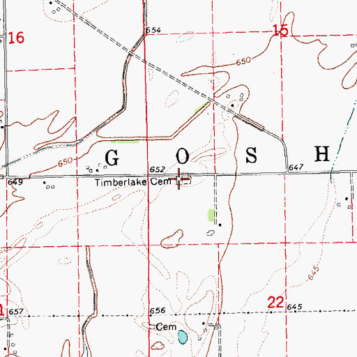 Topographic Map of Timberlake Cemetery, IA