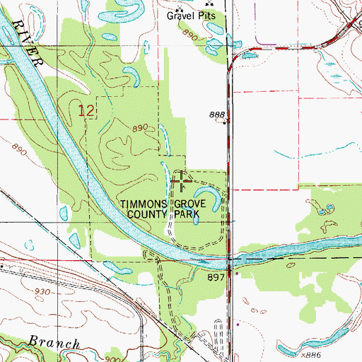 Topographic Map of Timmons Grove County Park, IA