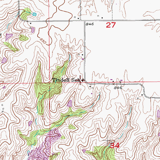 Topographic Map of Tindell School, IA