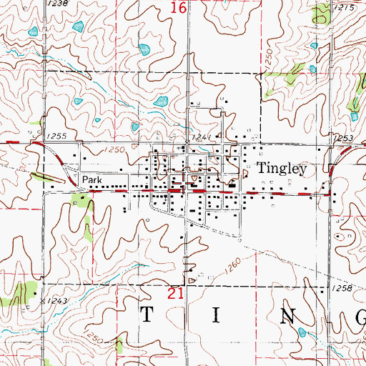 Topographic Map of Tingley, IA