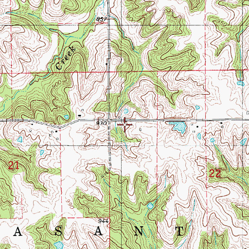 Topographic Map of Tipperary, IA