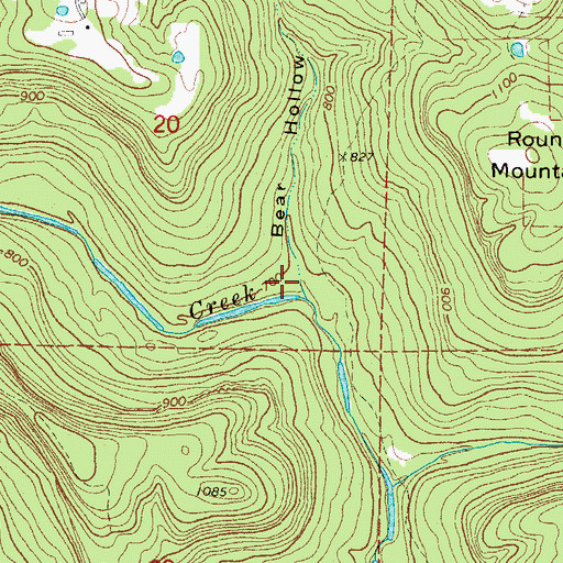 Topographic Map of Bear Hollow, AR