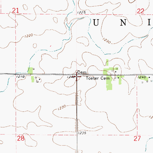 Topographic Map of Toeter Cemetery, IA