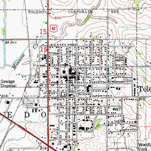 Topographic Map of Toledo, IA