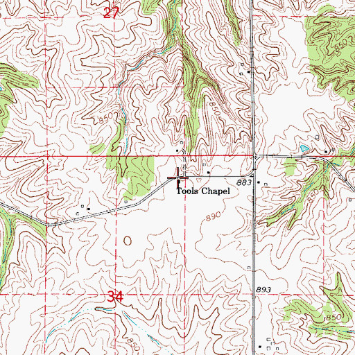 Topographic Map of Tools Chapel, IA