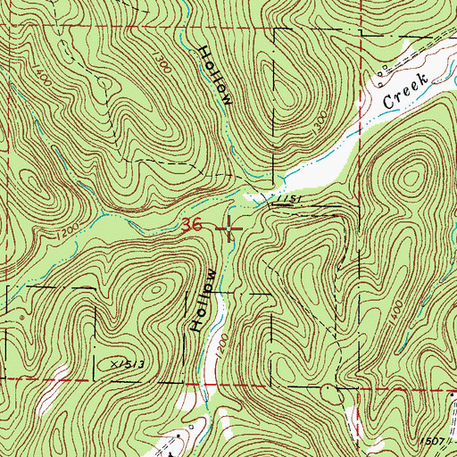 Topographic Map of Bear Hollow, AR