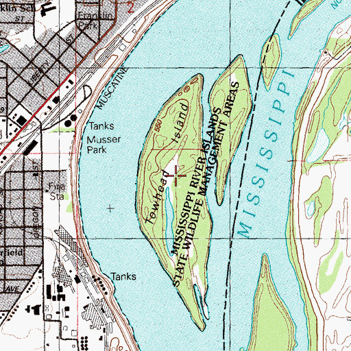 Topographic Map of Towhead Island, IA