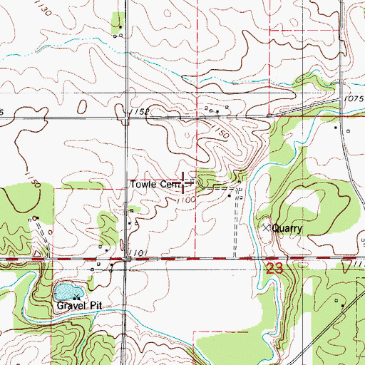 Topographic Map of Towle Cemetery, IA