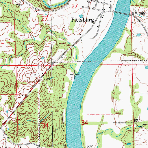 Topographic Map of Town Branch, IA