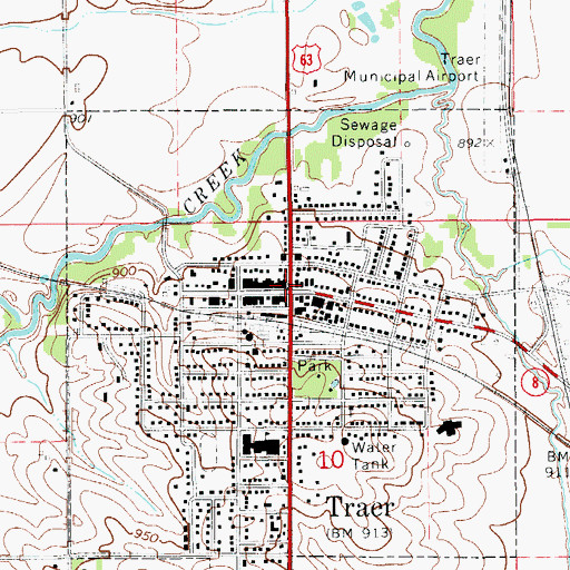 Topographic Map of Traer, IA