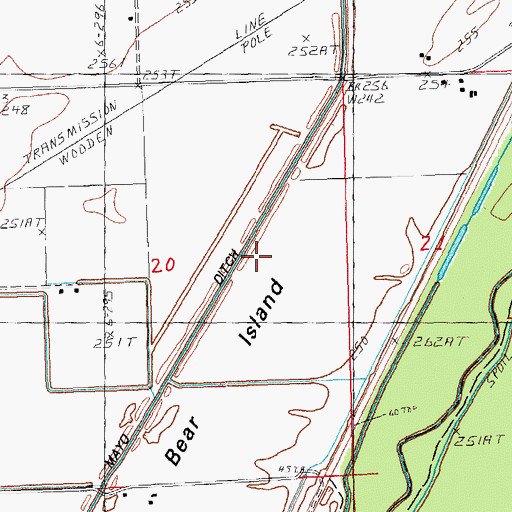 Topographic Map of Bear Island, AR