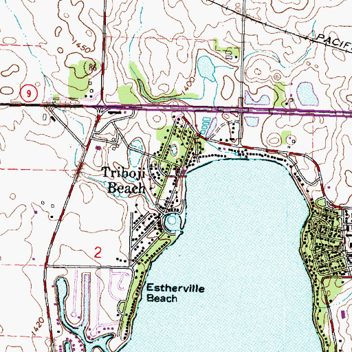 Topographic Map of Triboji Beach, IA