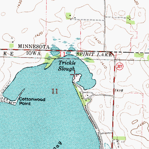 Topographic Map of Trickle Slough, IA