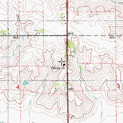 Topographic Map of Trinity Cemetery, IA