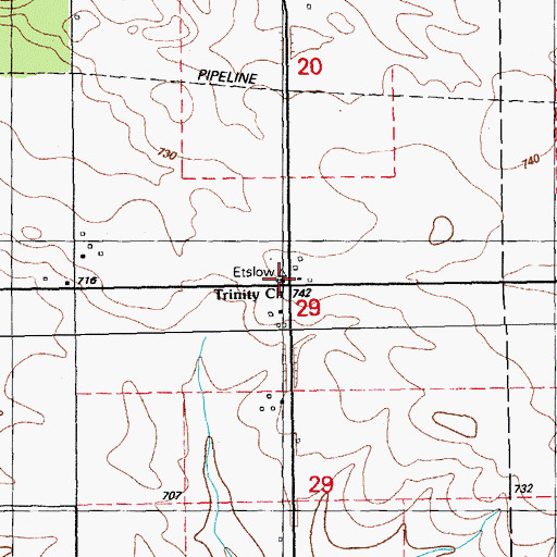 Topographic Map of Trinity Church, IA