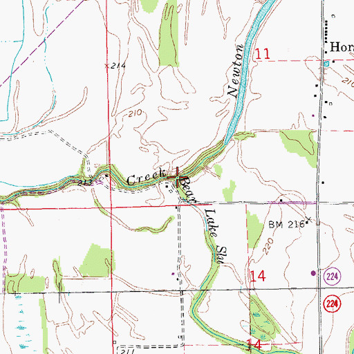 Topographic Map of Bear Lake Slough, AR