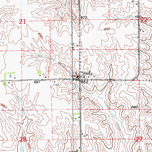 Topographic Map of Trinity Church, IA