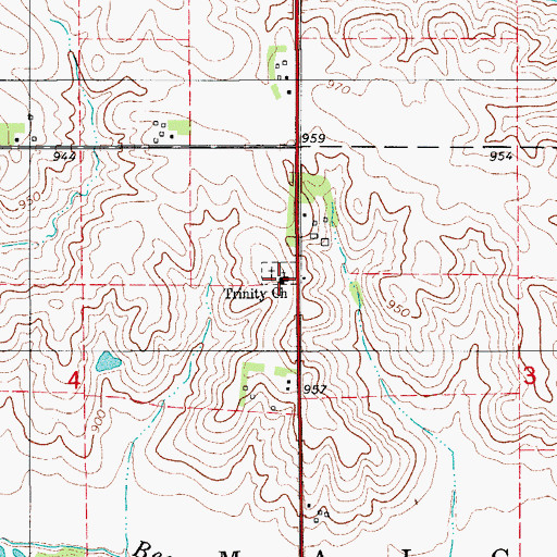 Topographic Map of Trinity Church, IA