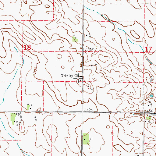 Topographic Map of Trinity Church, IA