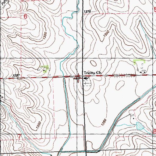 Topographic Map of Trinity Church, IA