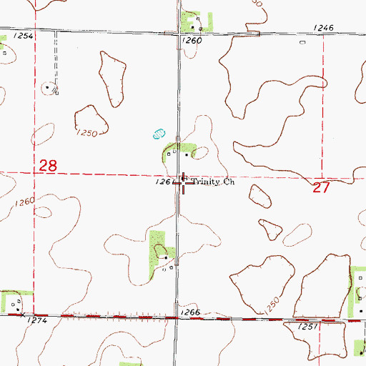 Topographic Map of Trinity Church, IA