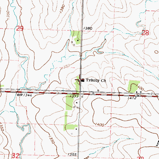 Topographic Map of Trinity Church, IA