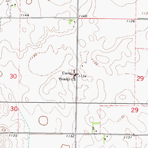 Topographic Map of Trinity Church, IA