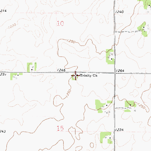 Topographic Map of Trinity Church, IA