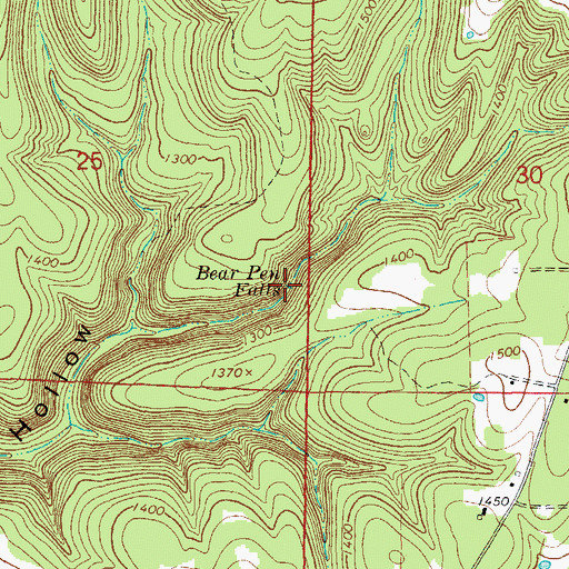 Topographic Map of Bear Pen Falls, AR