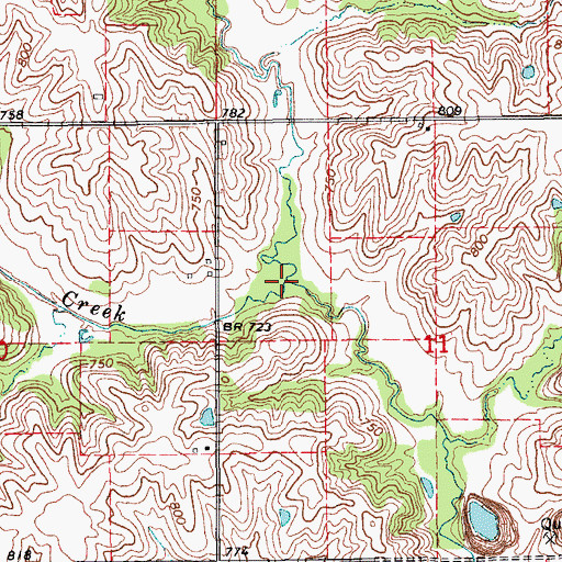 Topographic Map of Troublesome Creek, IA
