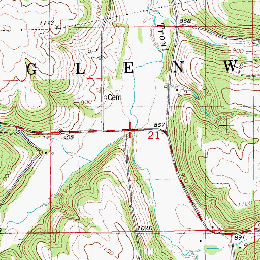 Topographic Map of Trout Creek, IA